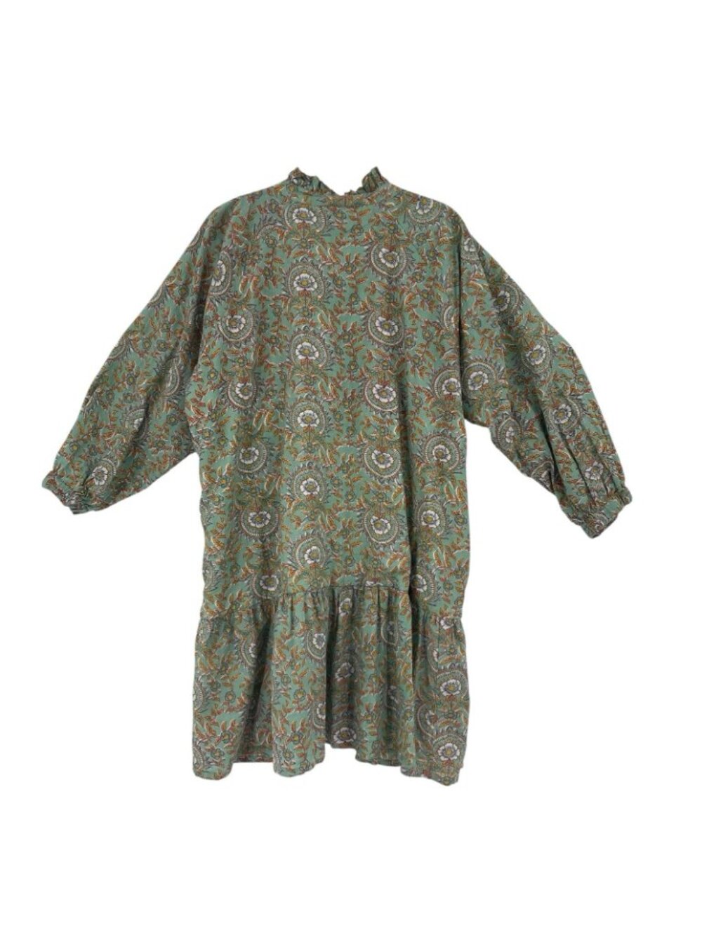 Just Darviny Size XL Megan Green Floral Block Print Tunic Dress Cotton - Picture 2 of 15